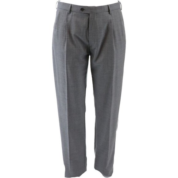 NWT LANDS' END TRADITIONAL PLEATED WOOL DRESS PANTS LIGHT CHARCOAL 34T (TALL) - Picture 1 of 11
